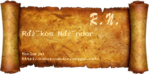 Rákos Nándor névjegykártya